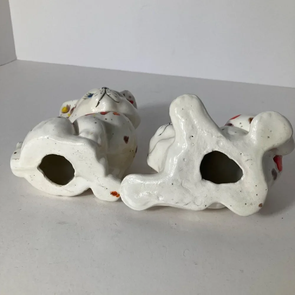 2 Ceramic Confetti Paint‎ Splashed Cats signed 4 x6, 5 x 5